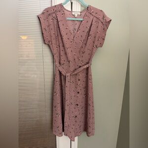 Monteau- Dusty Pink Floral Midi Dress